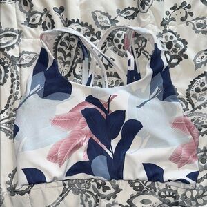 Floral Sports Bra with Crisscross Straps